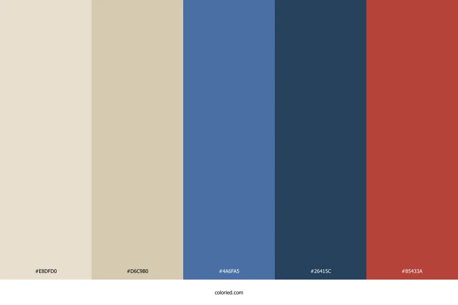 Beige Blue Red Color Palette