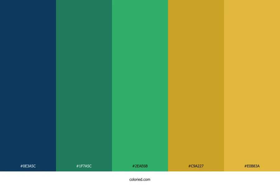 Blue Green and Gold Color Palette