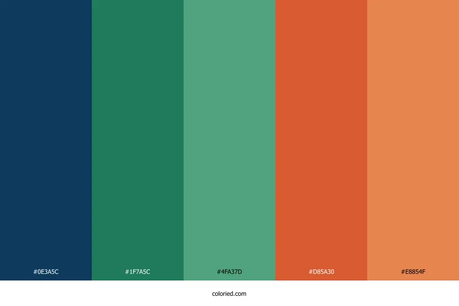 Blue Green and Orange Color Palette