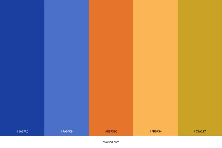 Blue Orange Gold Color Palette