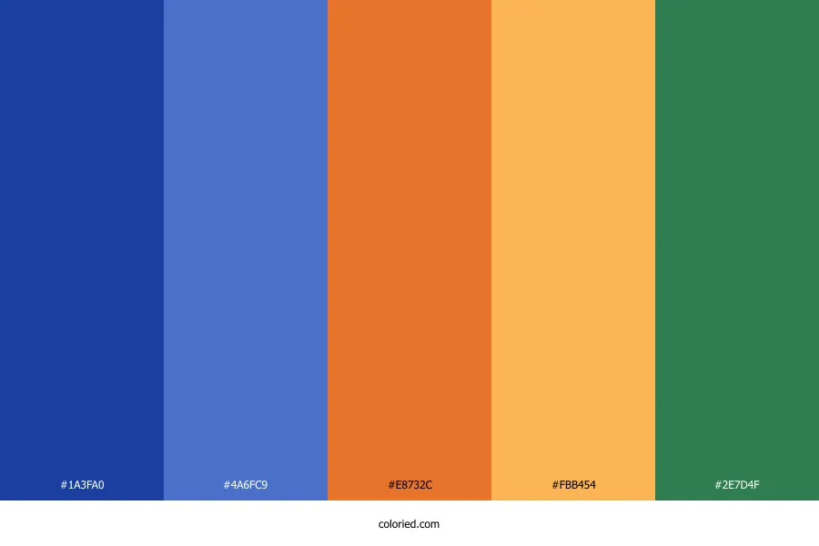 Blue Orange Green Color Palette
