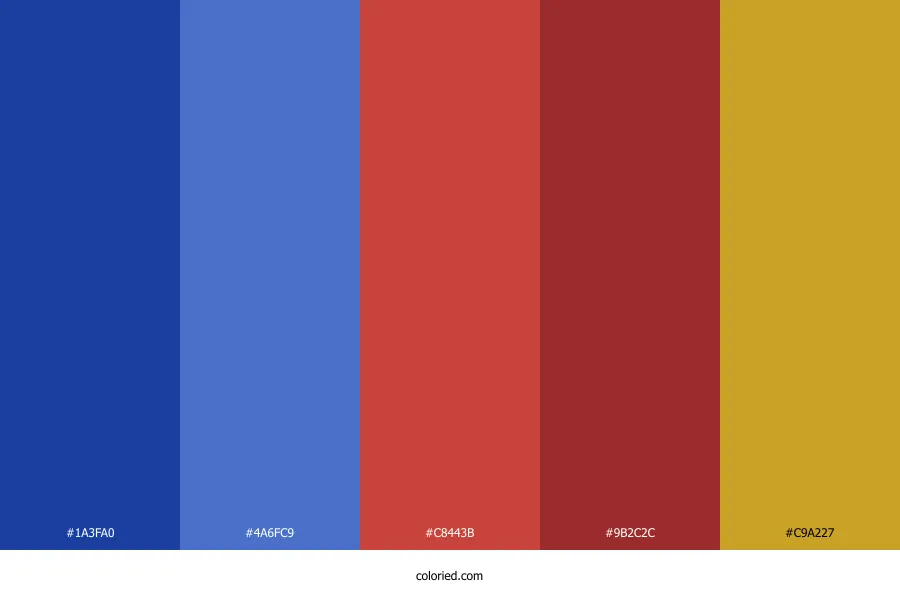 Blue Red Gold Color Palette