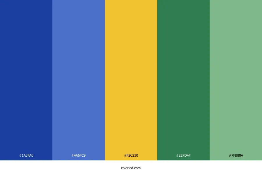 Blue Yellow and Green Color Palette