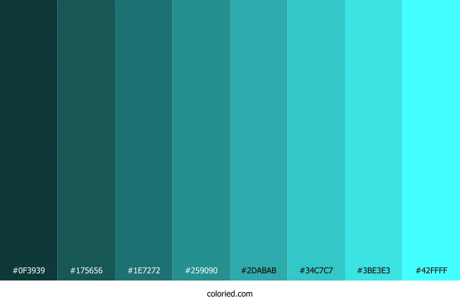 Bright Cyan Color Shades