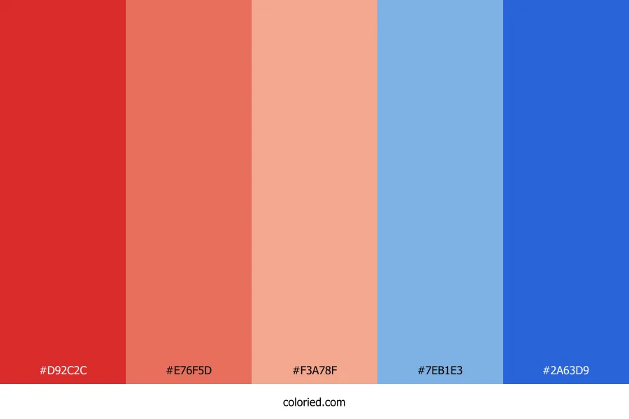 Bright Red to Blue Color Palette
