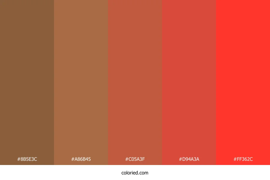 Brown to Red Gradient Color Palette