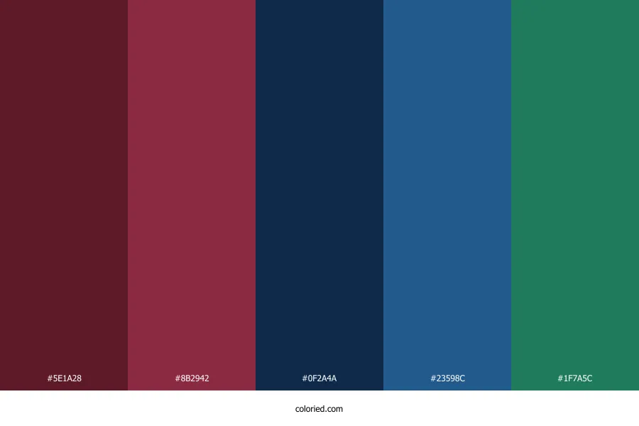 Burgundy Blue and Green Color Palette