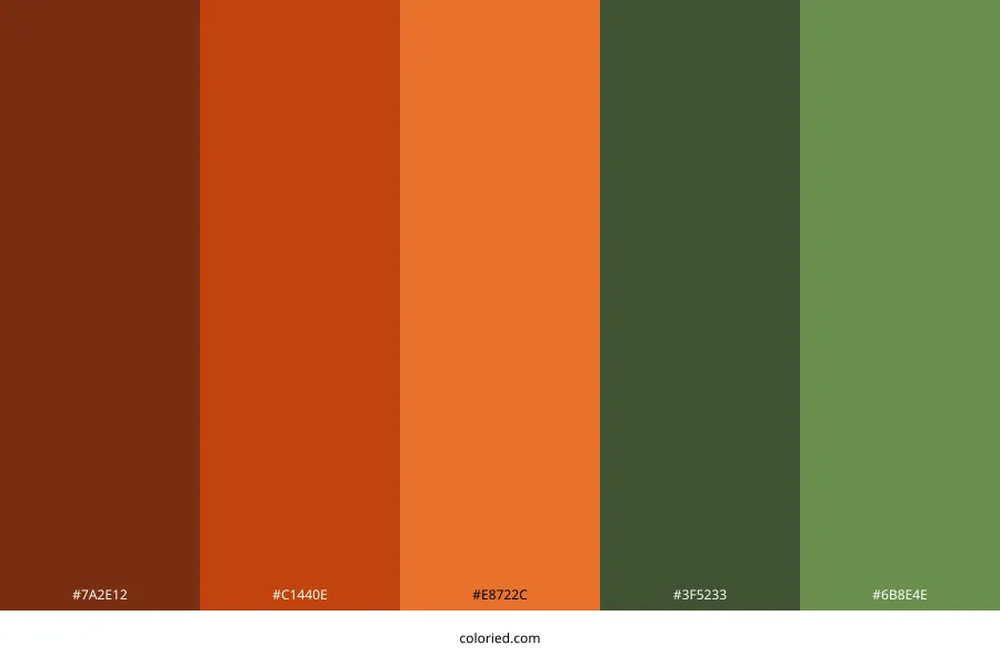 Burnt Orange and Green Color Palette