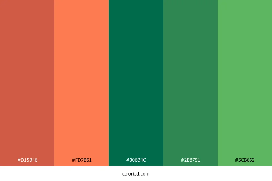 Coral and Forest Green Color Palette