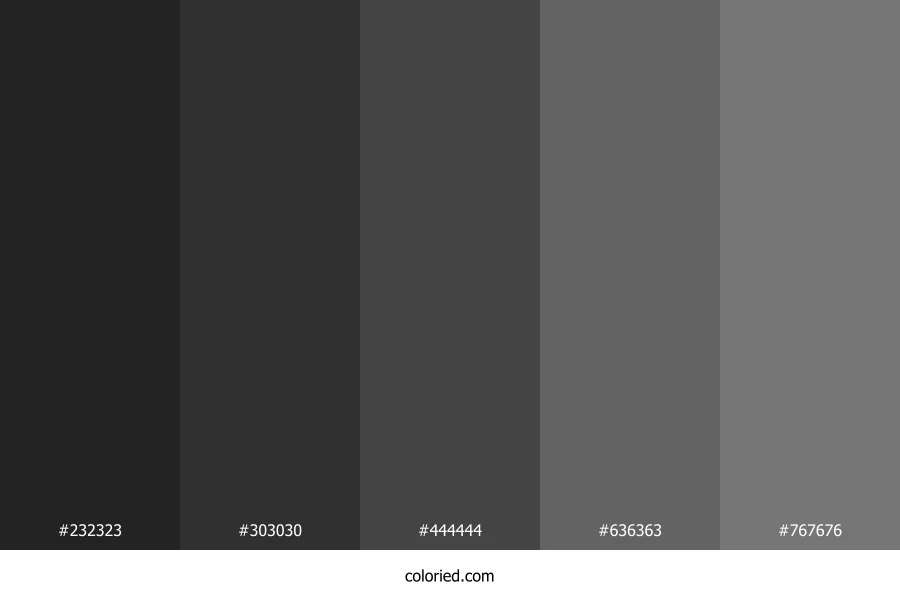 Dark Grey Matte Color Palette