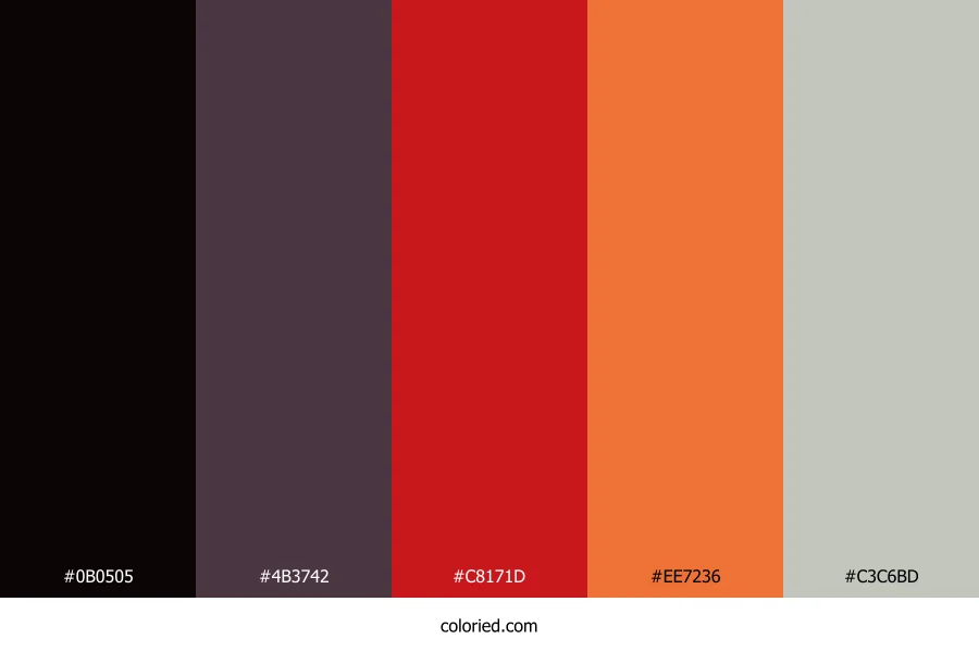 Ebony Scarlet Radiance Color Palette