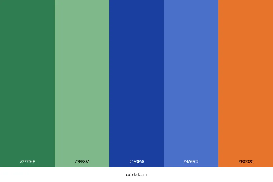 Green Blue Orange Color Palette