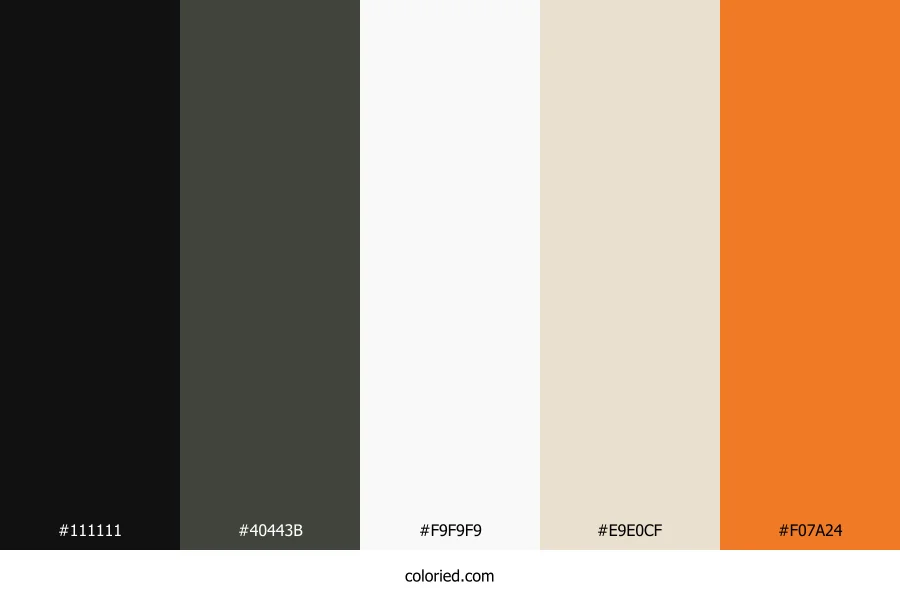 Jet Black and Tangerine Color Palette