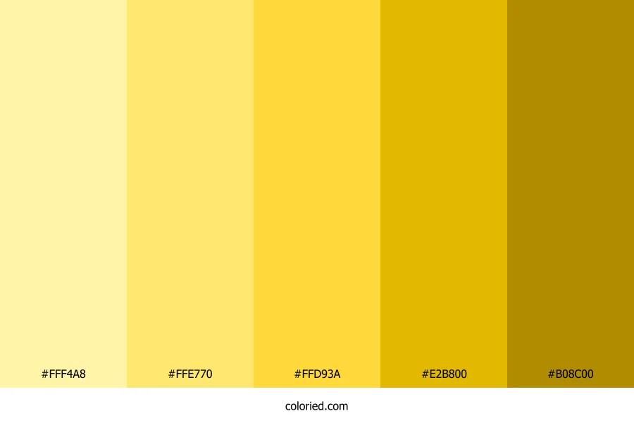 Light to Dark Yellow Color Palette