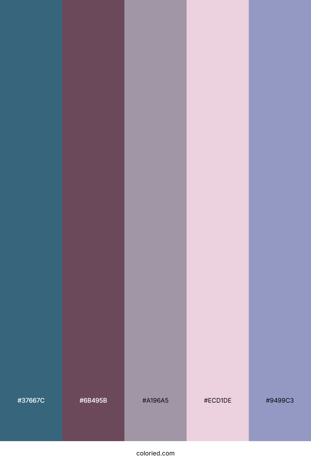 Misty Teal Lavender Color Palette