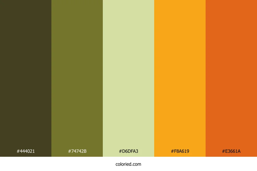 Moss Lemon Flame Color Palette