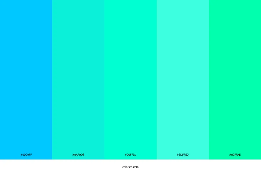 Neon Blue Green Color Palette