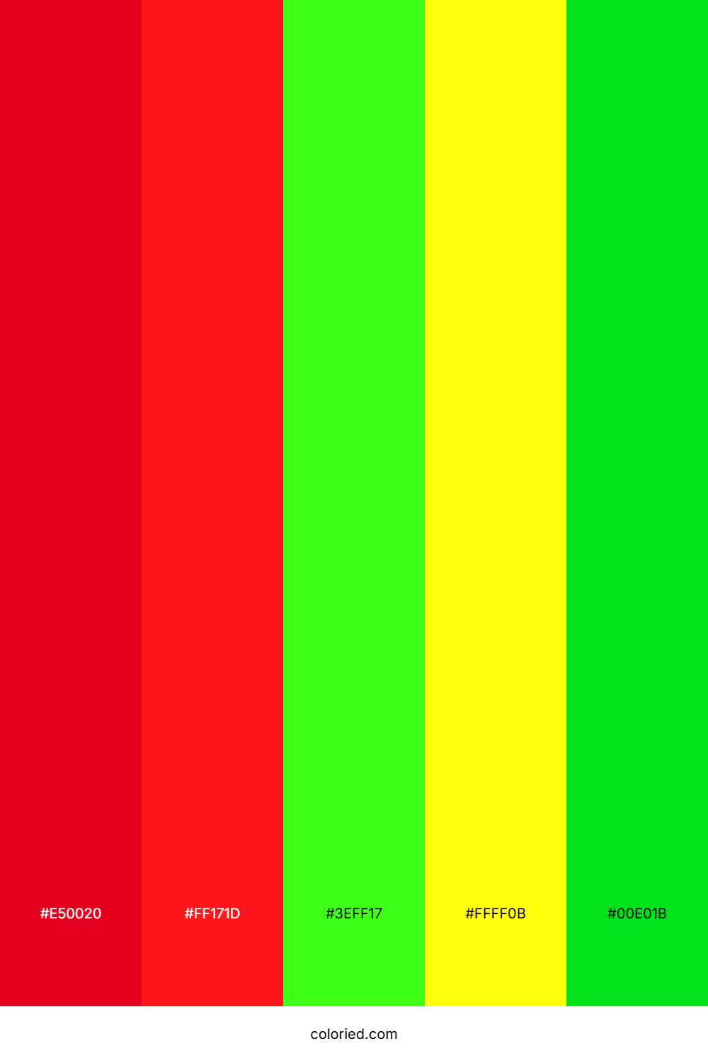 Neon Red And Lime Color Palette