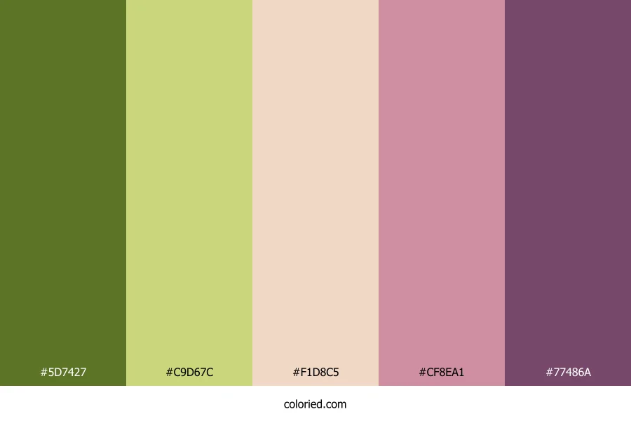 Olive Blush Lavender Color Palette