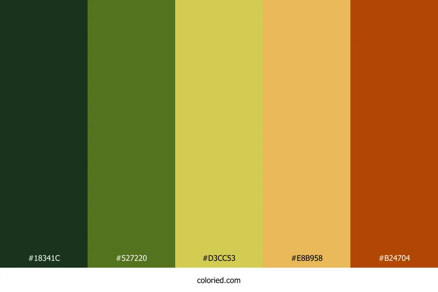 Olive Sunflower Rust Color Palette