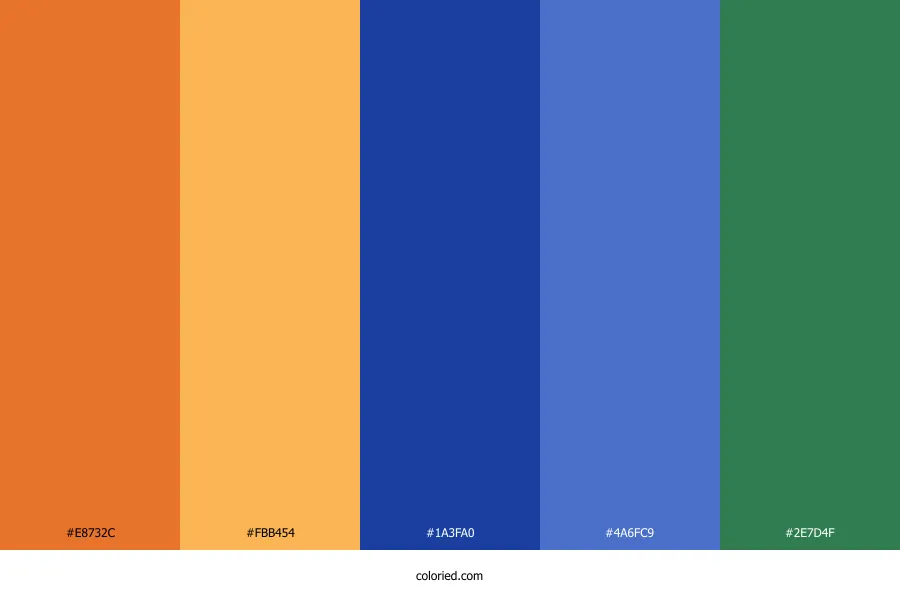 Orange Blue and Green Color Palette