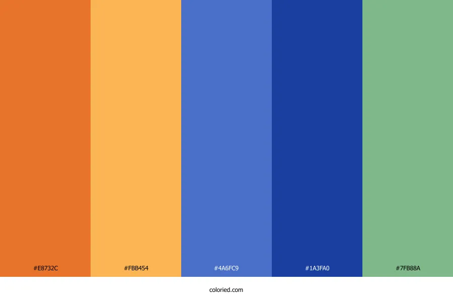 Orange Blue Green Color Palette