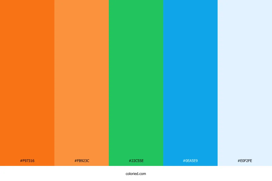 Orange Green and Blue Color Palette