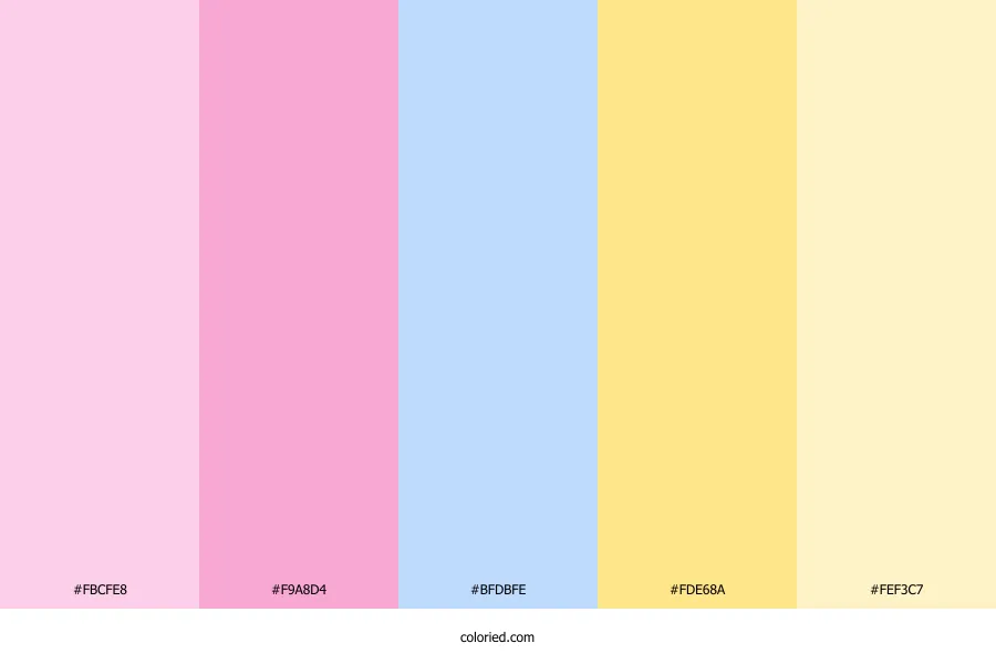 Pastel Pink Blue Yellow Color Palette