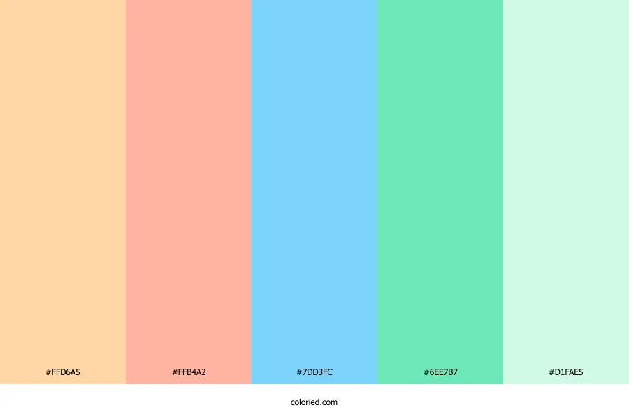 Peach Blue Green Color Palette