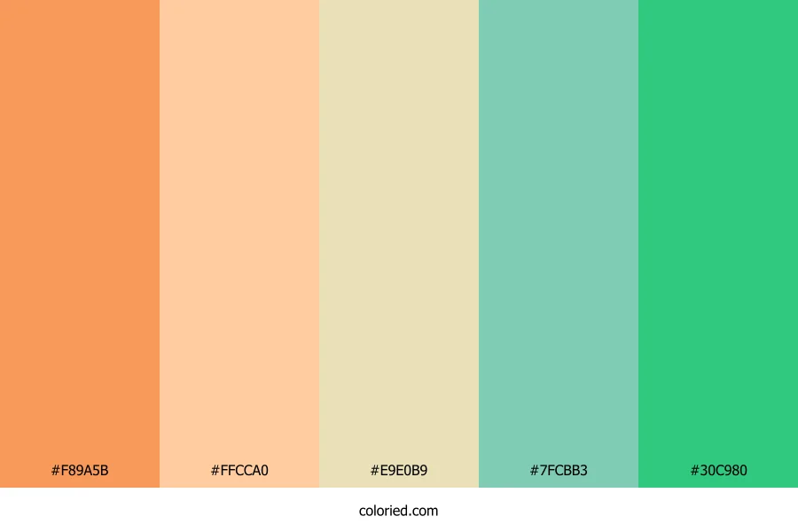 Peachy Pineapple Ocean Color Palette