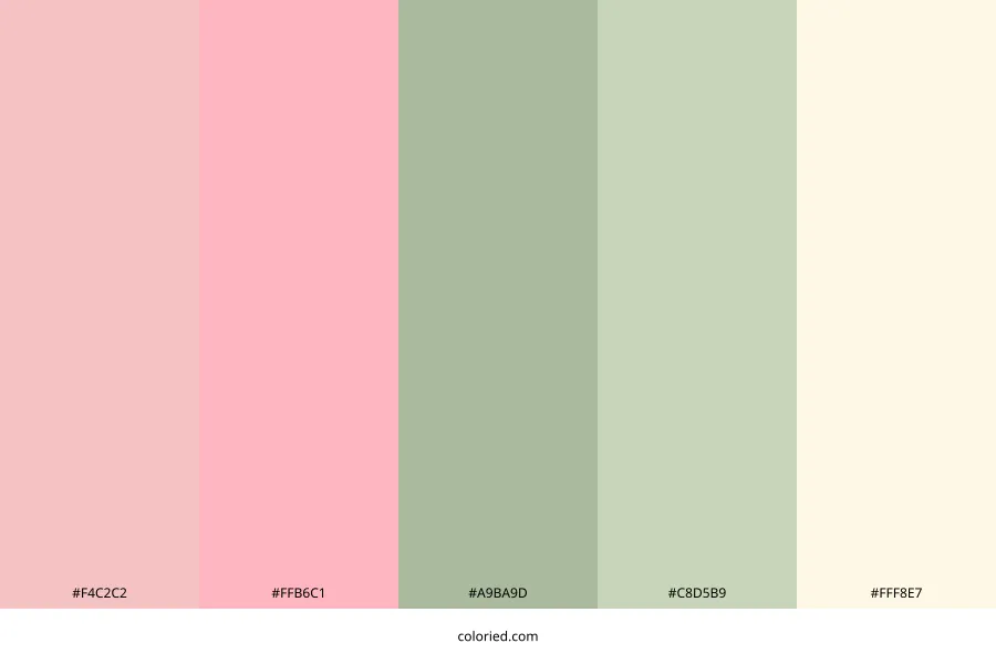 Pink Green Cream Color Palette