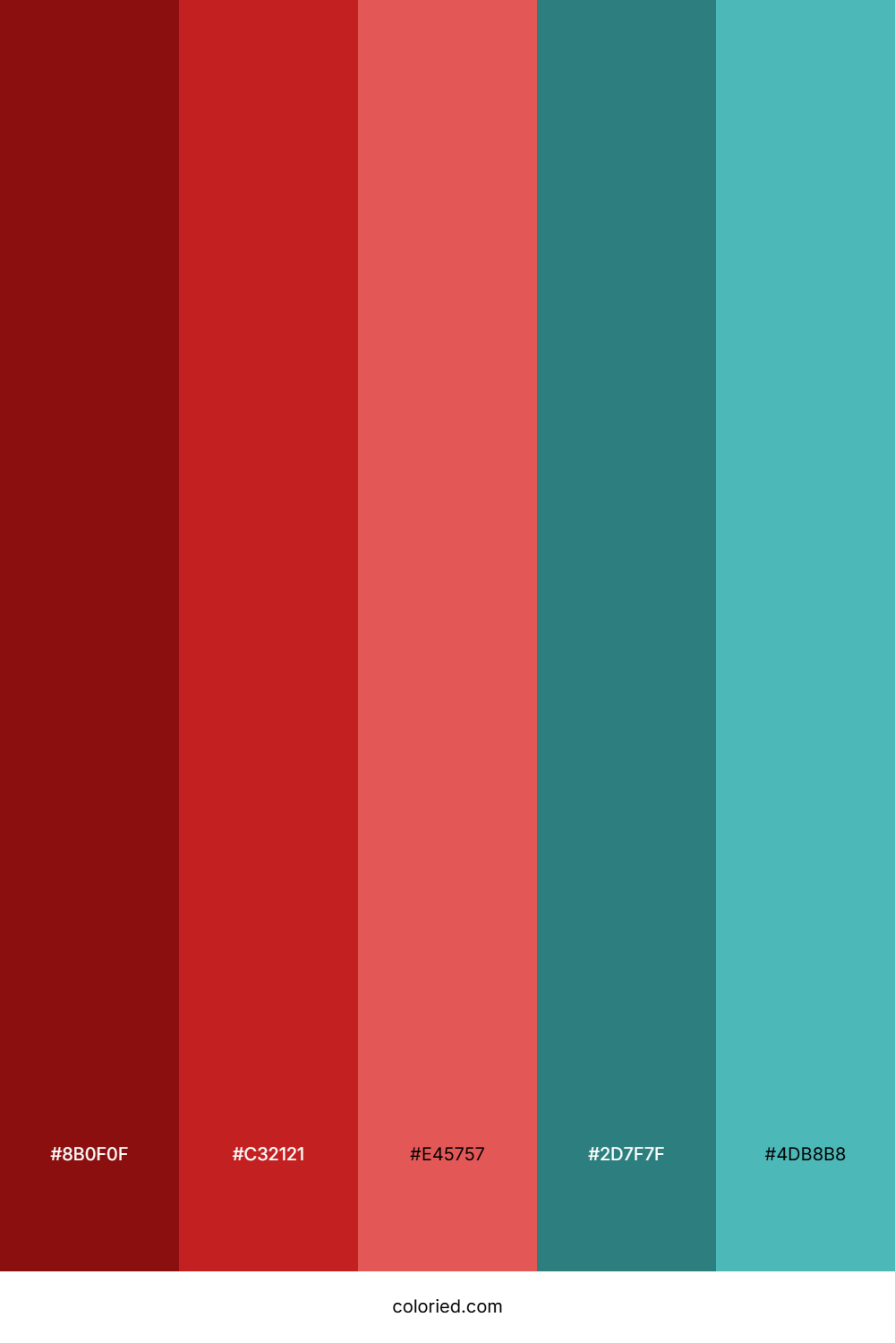 Red and Teal Shades Color Palette