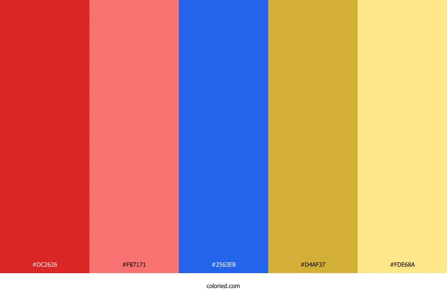 Red Blue Gold Color Palette