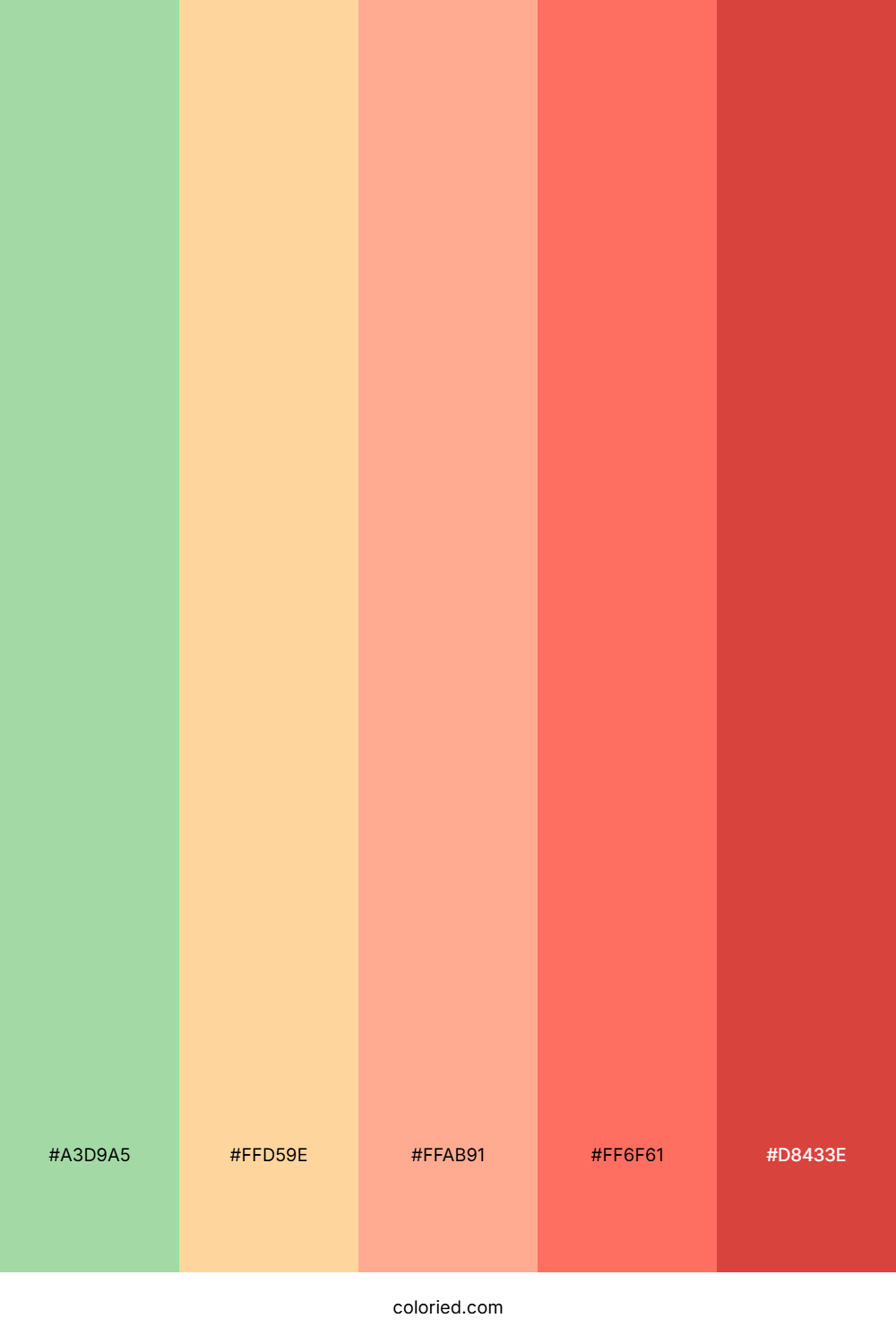 Soft Green, Orange and Red Color Palette