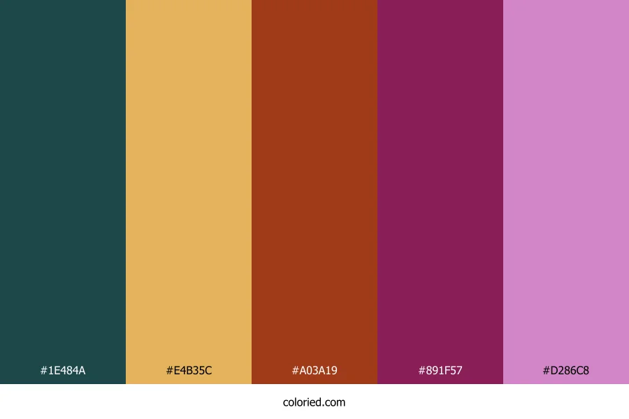 Teal Amber Crimson Color Palette