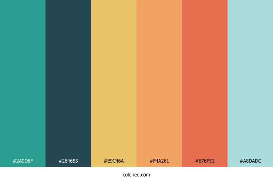 Teal Ochre Sunset Color Palette
