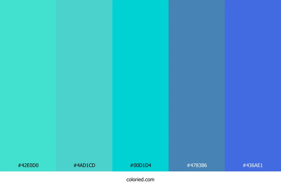 Turquoise to Blue Gradient Color Palette
