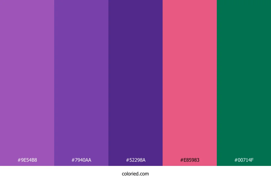 Vibrant Purple and Deep Green Color Palette