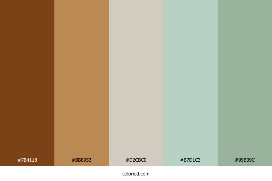 Walnut Caramel Mint Color Palette