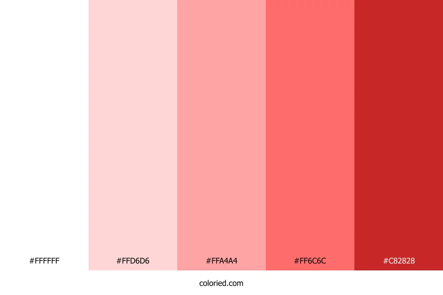 White to Red Gradient Color Palette