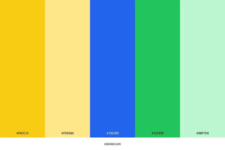 Yellow Blue and Green Color Palette